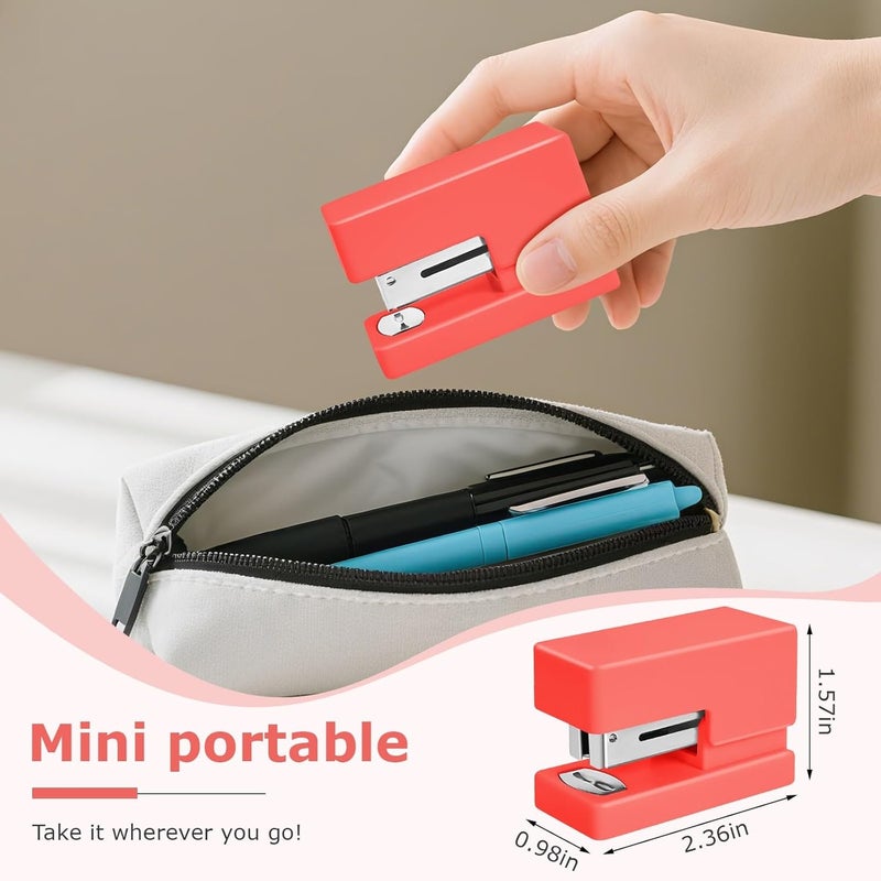 Yzkula Mini Stapler - Small Cute Desk Staplers - 25 Sheet Capacity with 830 Staples and Staple Remover, Desktop Stapler for Office, School, Home, Orange - Image 4